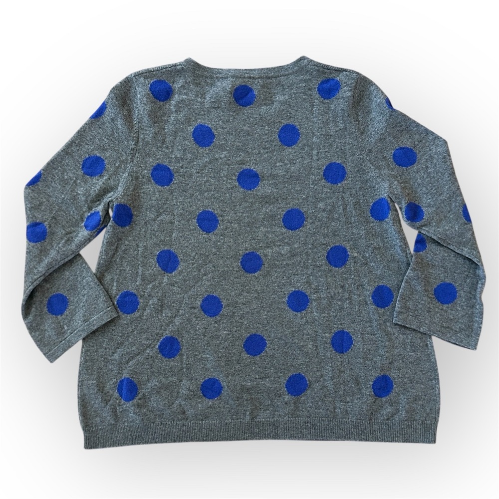Gray Sweater with Blue Polka Dots - Women's Casual Knit - Picture 4 of 7